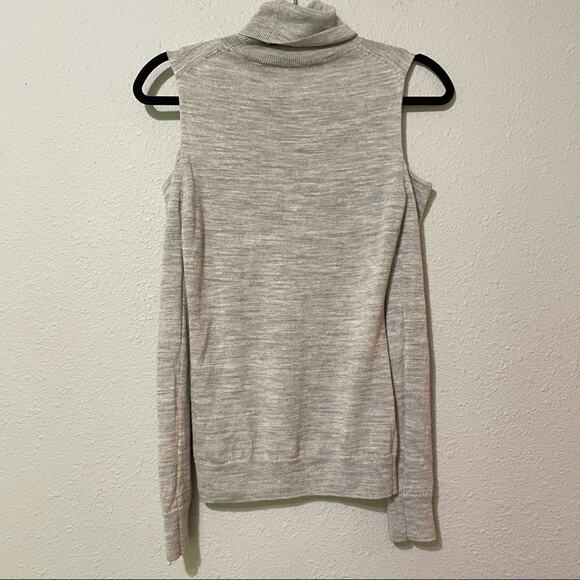 All Saints Grey Lightweight Cold Shoulder Turtleneck Sweater 4 Merino Wool - Picture 5 of 8